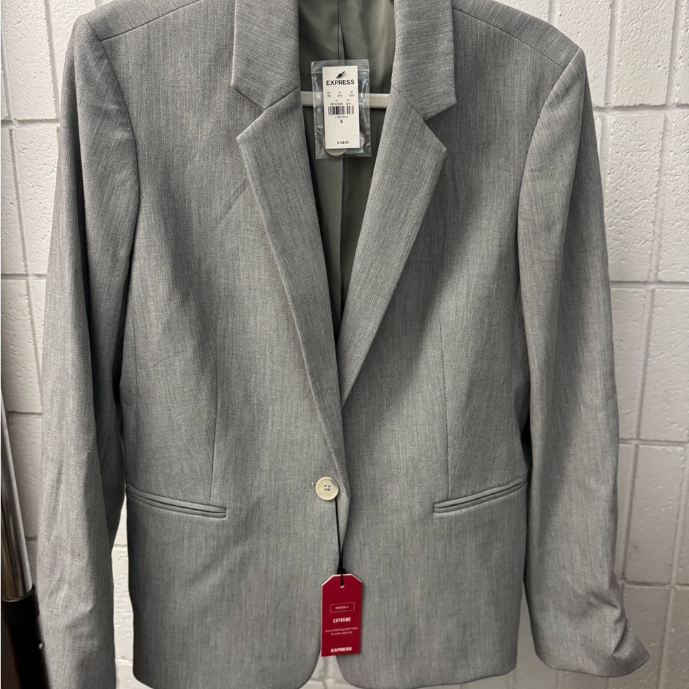 Express Light Gray Suit Jacket